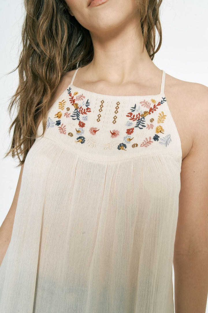 Embroidery Yoke Flowy Cami