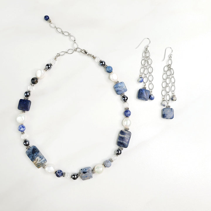 Euphoria Blue Sodalite and Freshwater Pearl Necklace