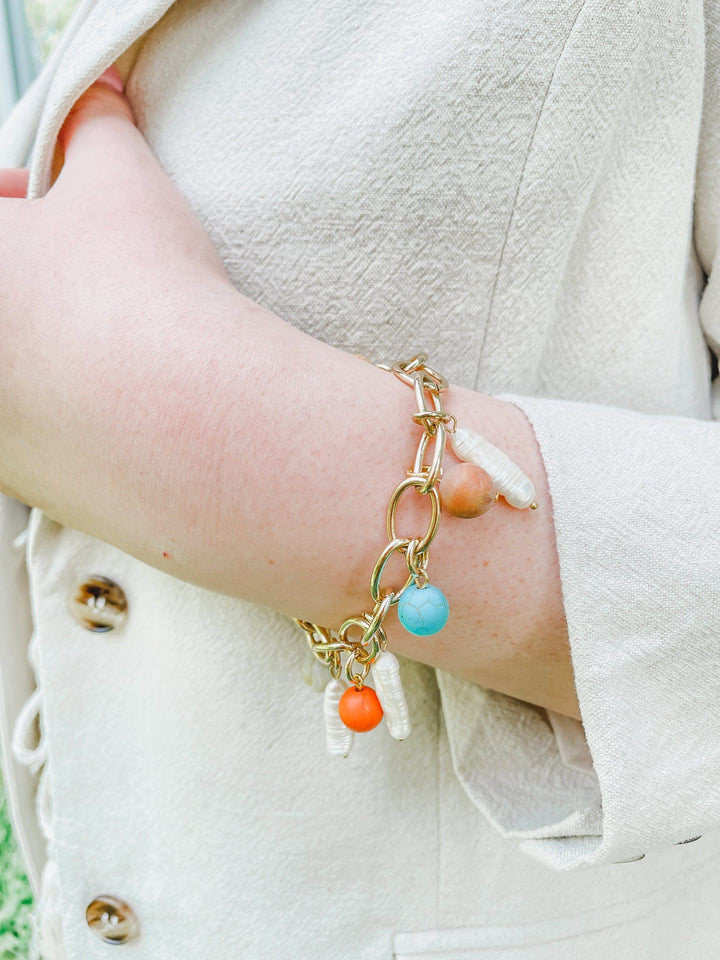 Eye Candy Bracelet with Genuine Stone Beads and Freshwater Pearls