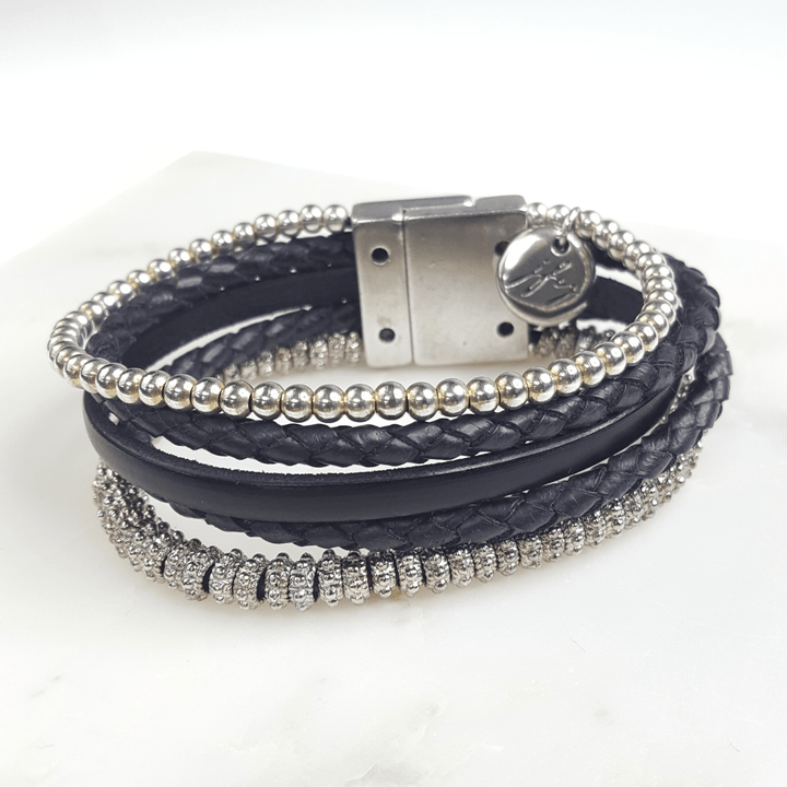 Five Strand Leather and Beaded Bracelet