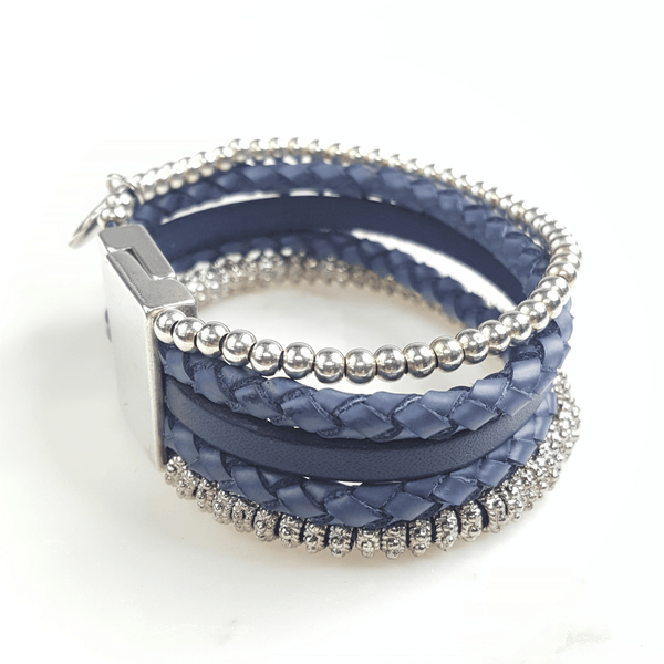 Five Strand Leather and Beaded Bracelet