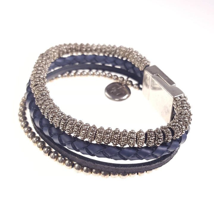 Four Strand Leather and Beaded Bracelet