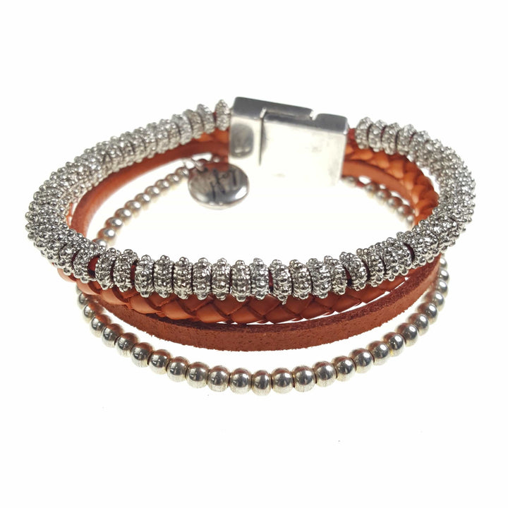 Four Strand Leather and Beaded Bracelet