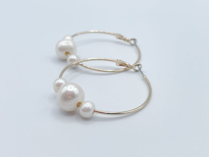 Freshwater Pearl 1.5" Hoop Earrings for Women