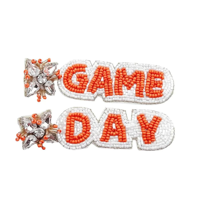 Game Day Beaded Orange/White Earrings