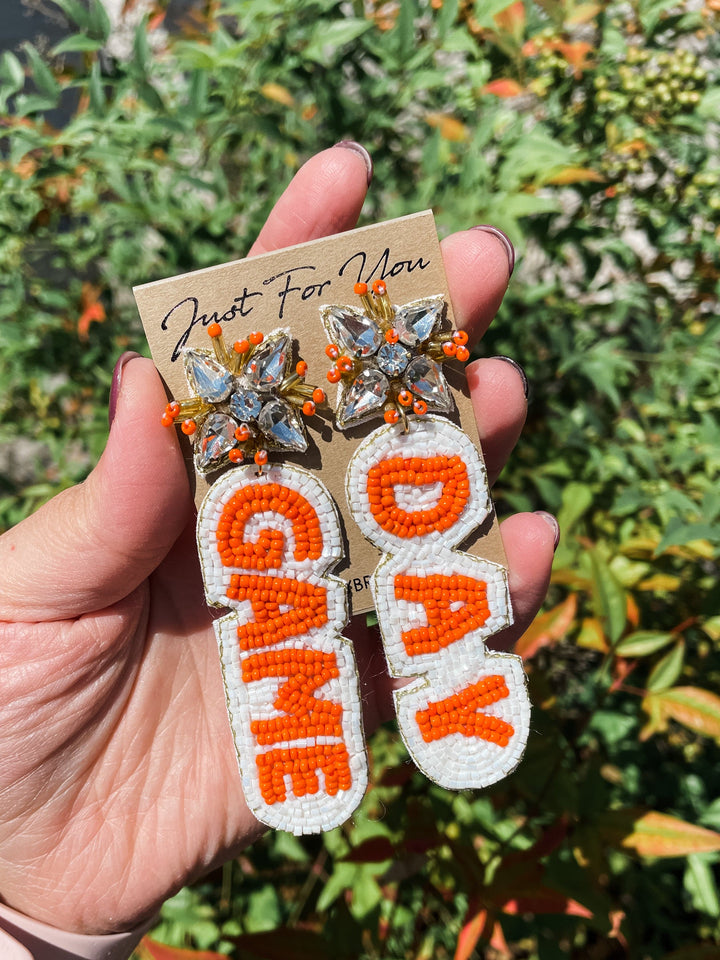 Game Day Beaded Orange/White Earrings