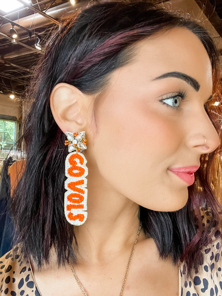 "GO VOLS" Beaded Earrings