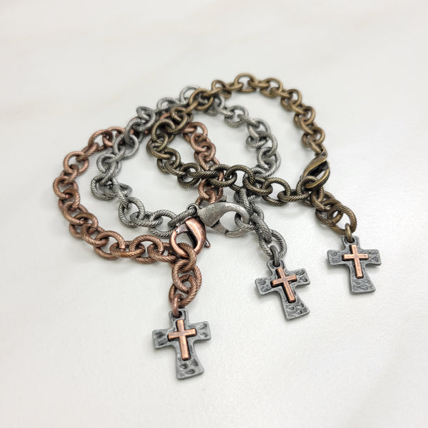 Handmade Chain Bracelet with Cross Charm