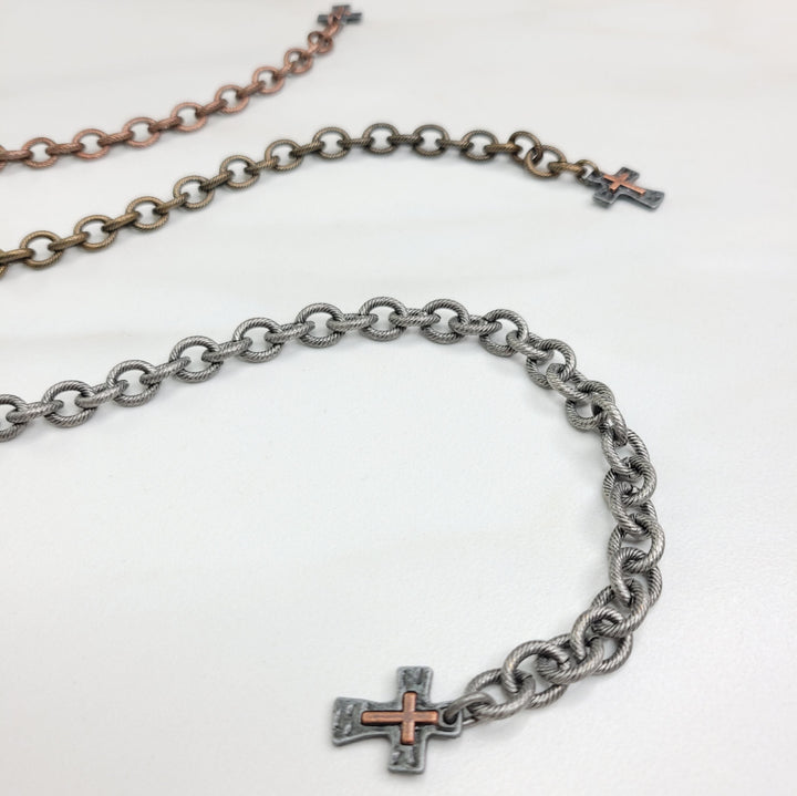 Handmade Chain Bracelet with Cross Charm