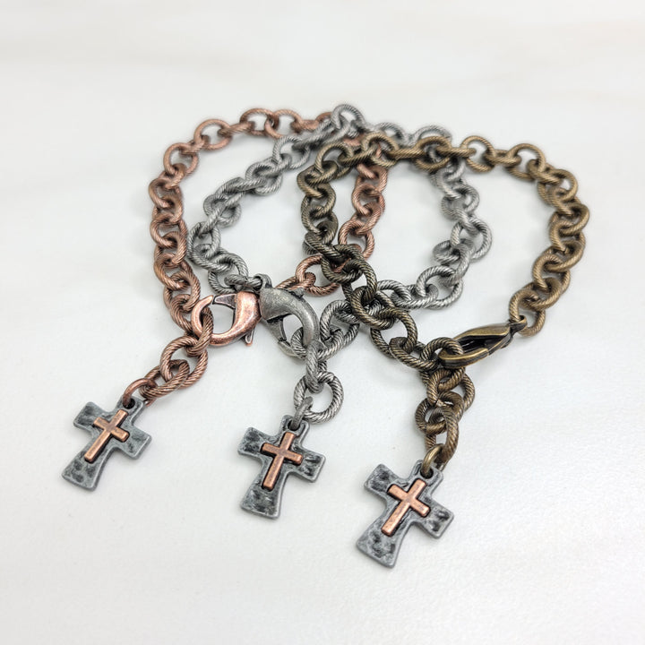 Handmade Chain Bracelet with Cross Charm