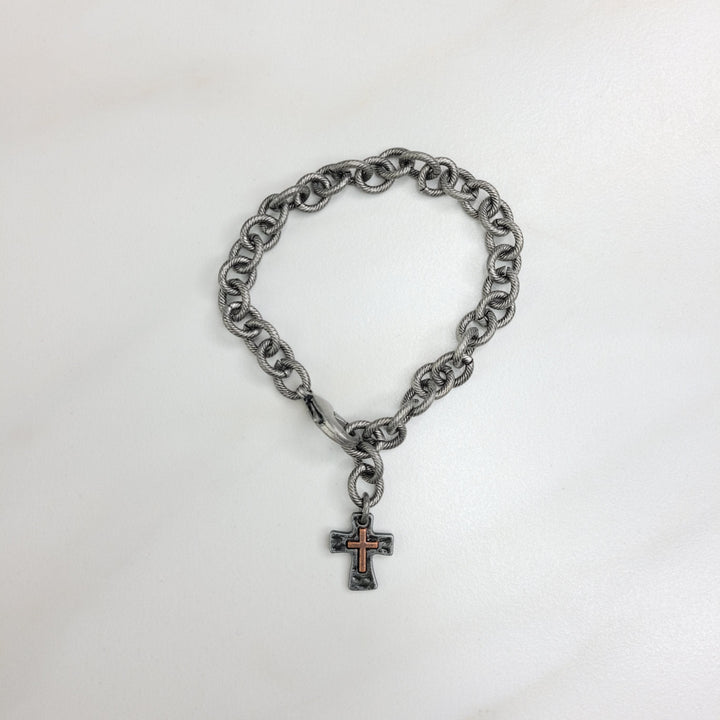 Handmade Chain Bracelet with Cross Charm