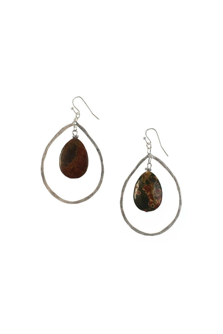 Handmade Red Creek Jasper Puff Tear Drop Earrings