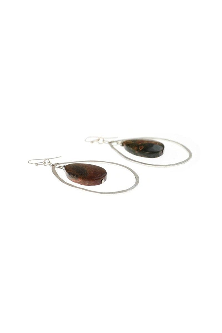 Handmade Red Creek Jasper Puff Tear Drop Earrings