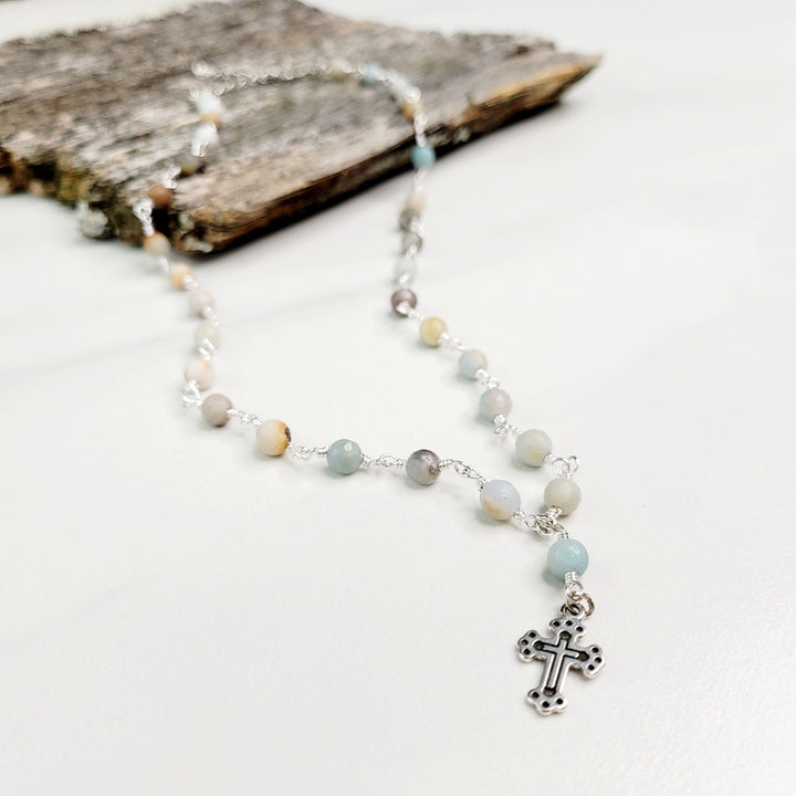 Hope Gemstone Necklace with Cross Charm