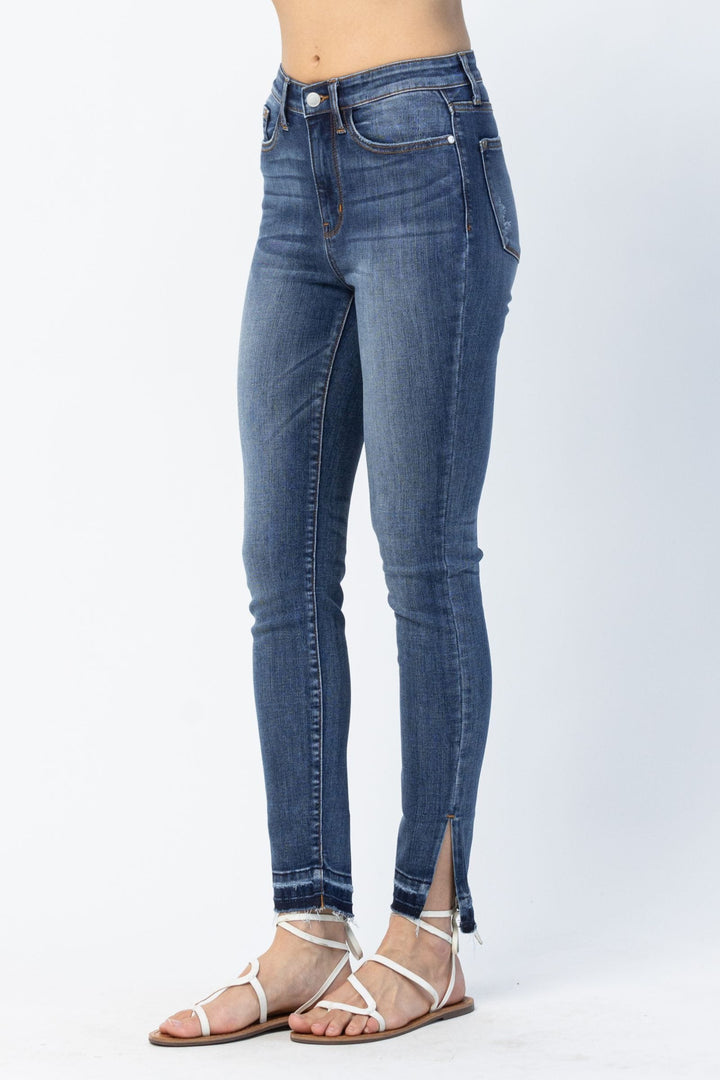 Judy Blue High Waist Skinny With Side Slit Released Hem