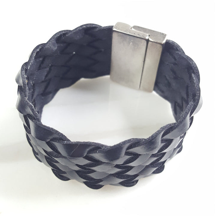 Large Woven Leather Cuff Bracelet