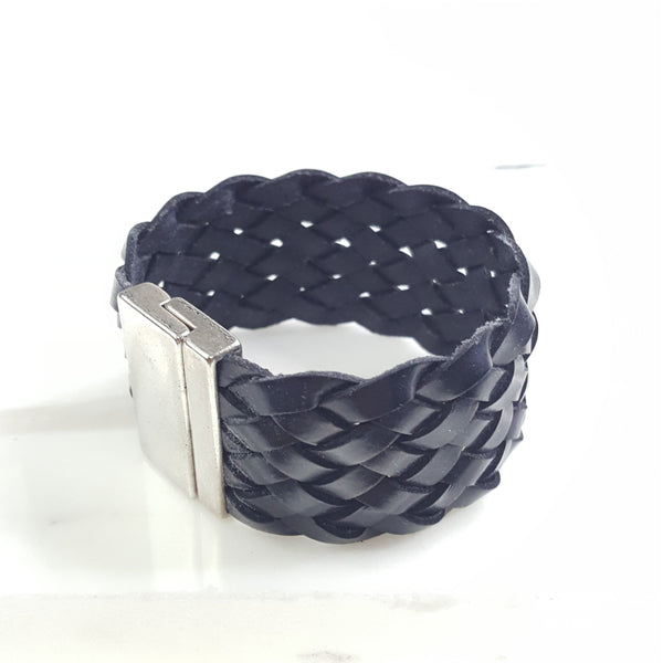 Large Woven Leather Cuff Bracelet