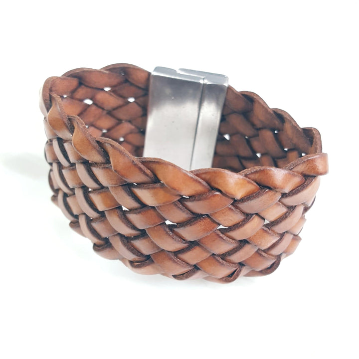 Large Woven Leather Cuff Bracelet