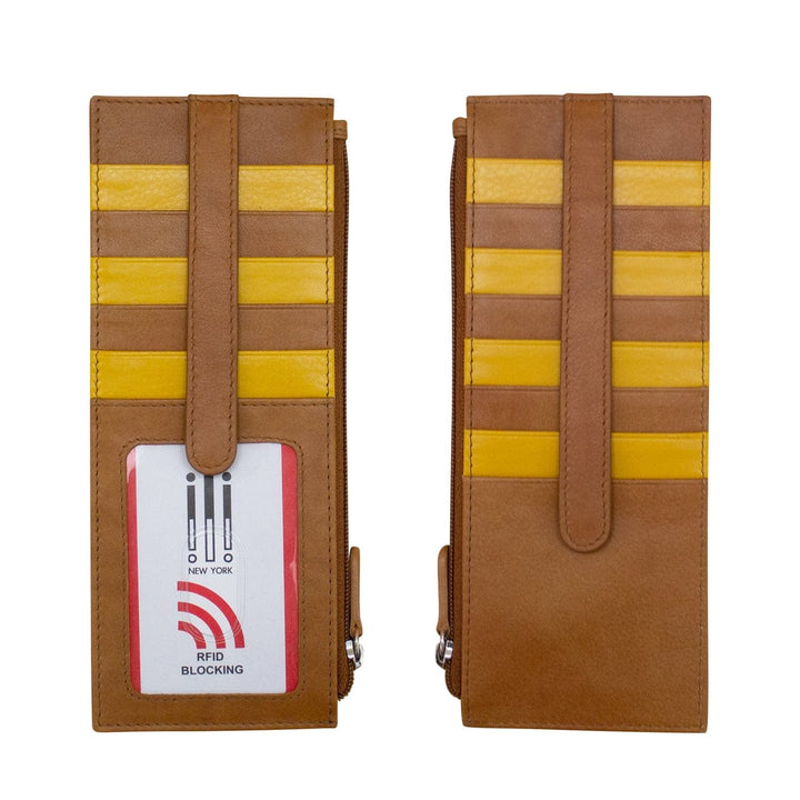 Leather Card Holder with zip pocket