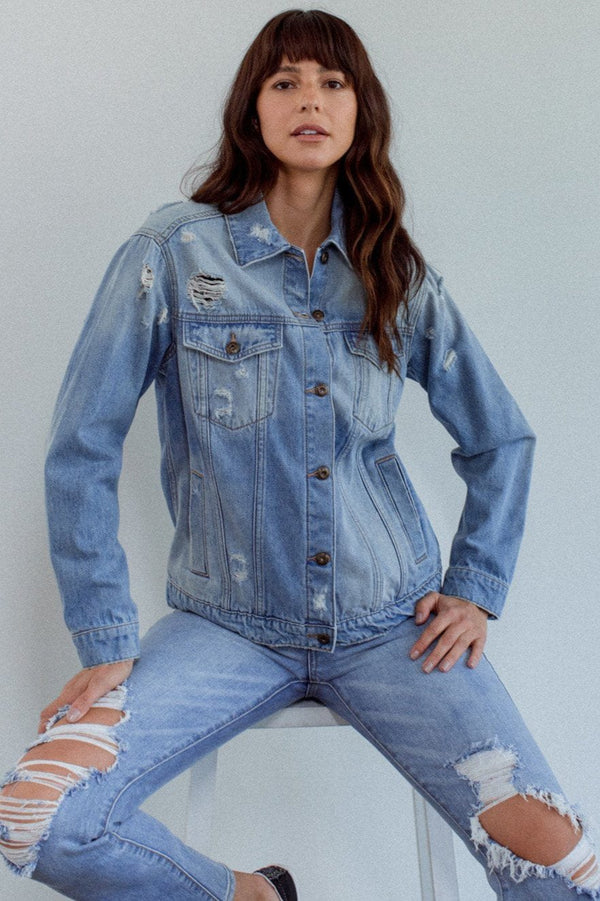 Light Denim Distressed Jacket