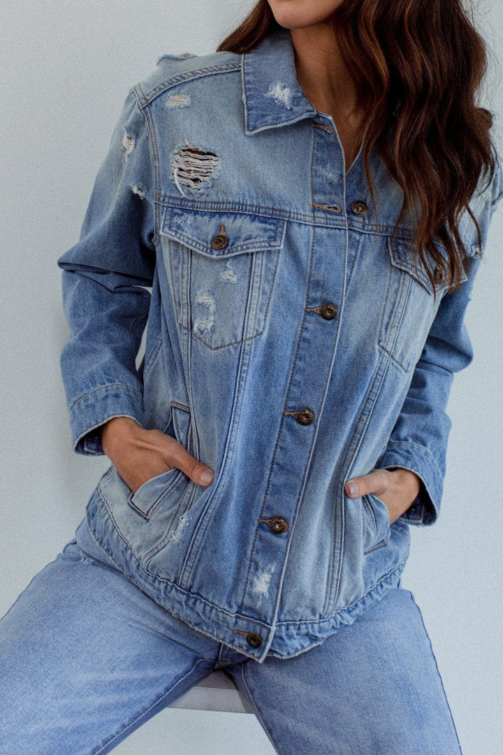 Light Denim Distressed Jacket