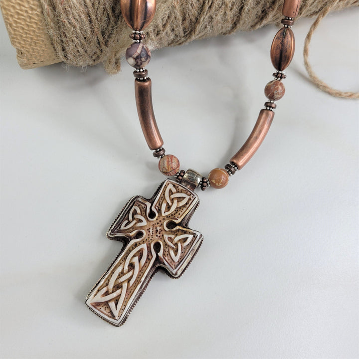 Liliva Bronze Necklace with Large Cross Pendant