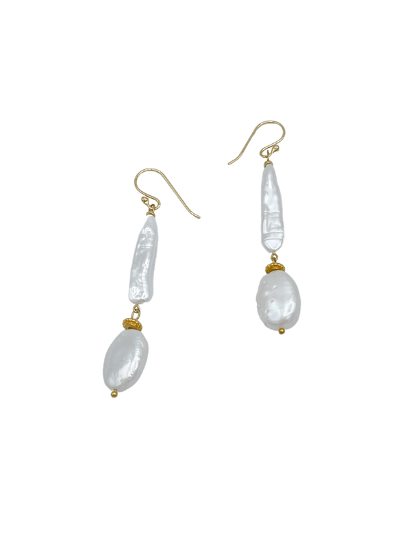 Long and Short Freshwater Pearl Earrings