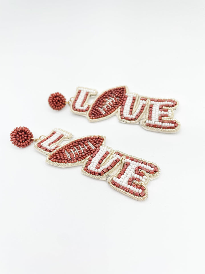 Love Football Beaded Earrings