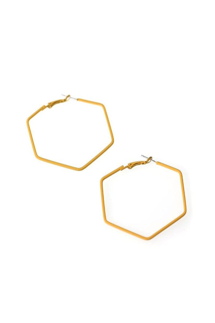 Matte Hexagon Hoop Earring