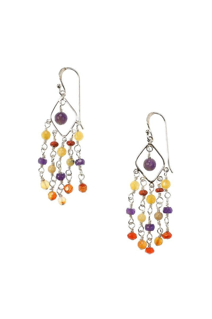 Multi Stone Sterling Silver Chandelier Earrings