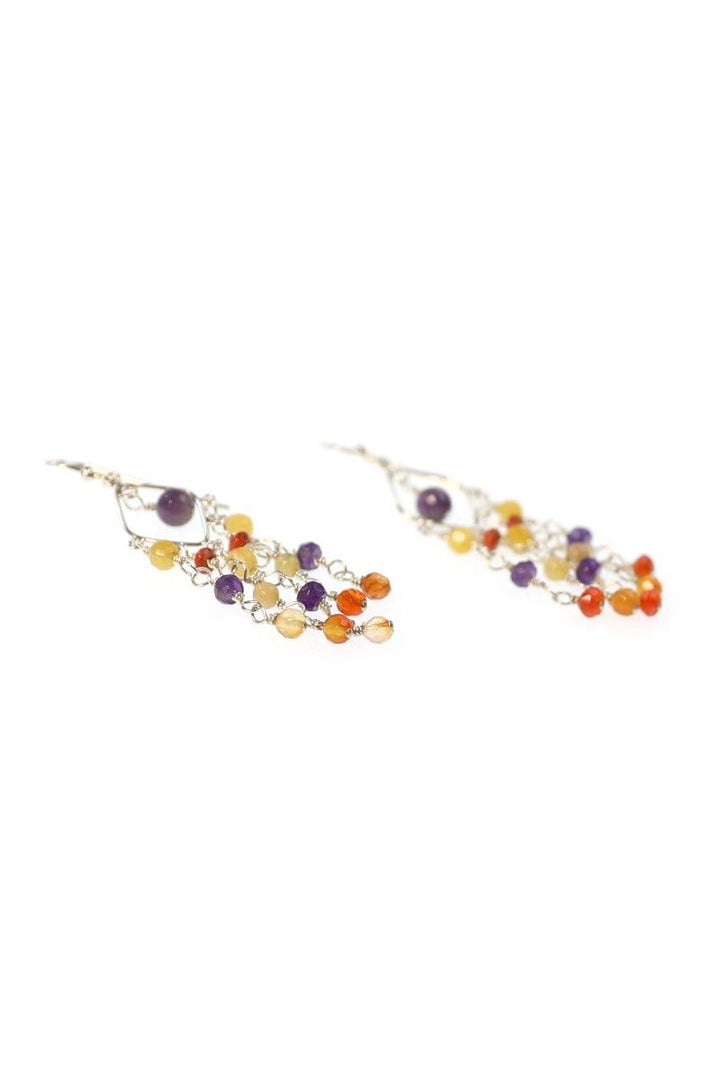 Multi Stone Sterling Silver Chandelier Earrings