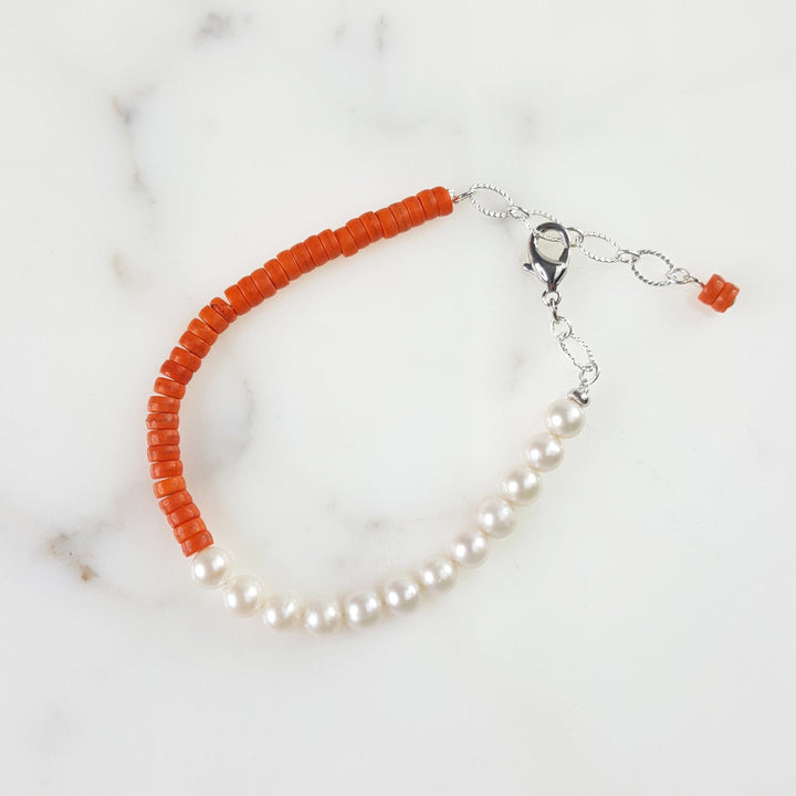 Orange Bliss Women's Stone and Pearl Bracelet