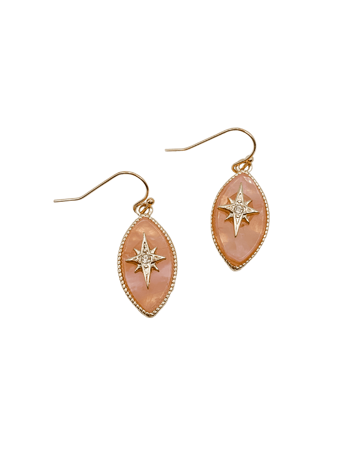 Oval Marquise Shape North Star Earrings with Crystal Accent