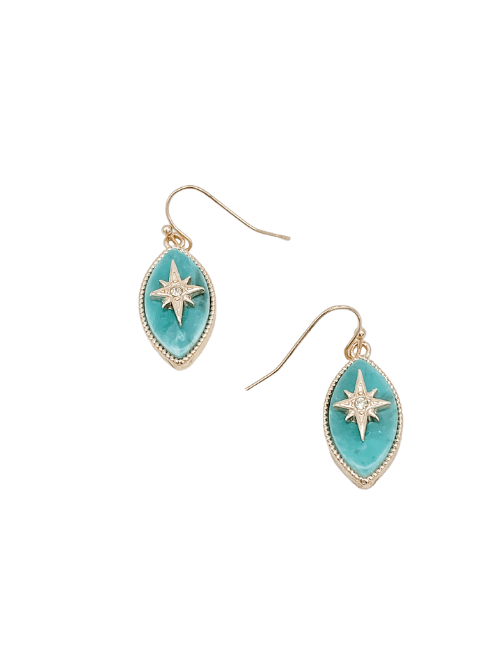 Oval Marquise Shape North Star Earrings with Crystal Accent