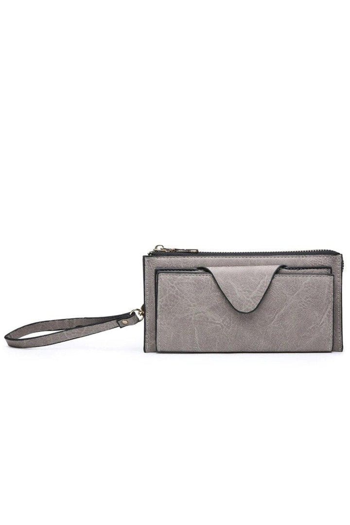 RFID Wallet-Wristlet with Card Flap and Zipper Section