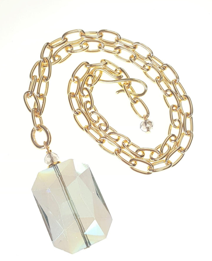 Riviera Necklace Gold Chain with Large Crystal Accent