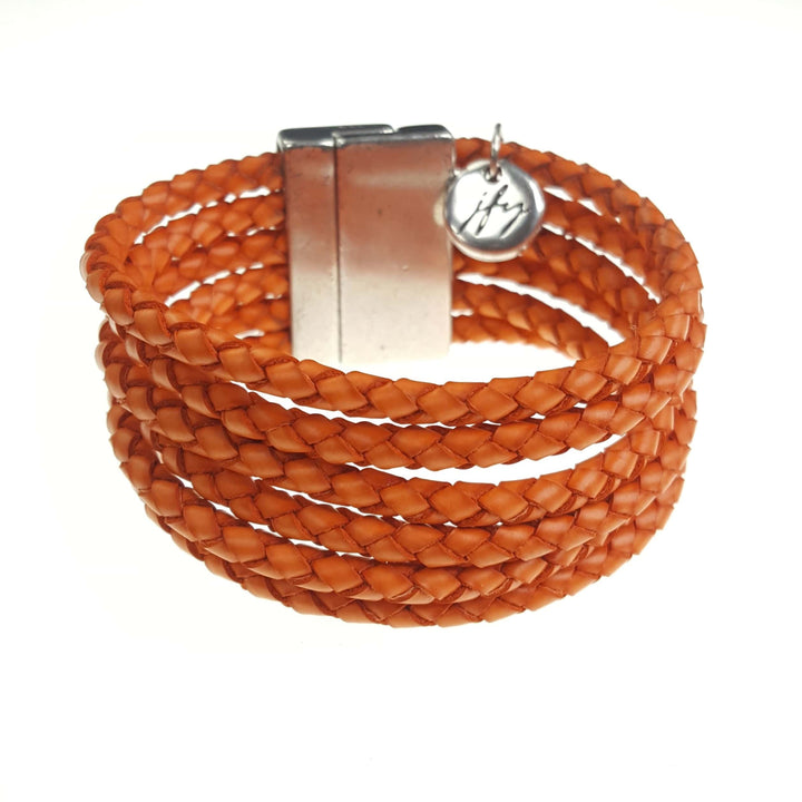 Six Strand Braided Leather Cuff Bracelet