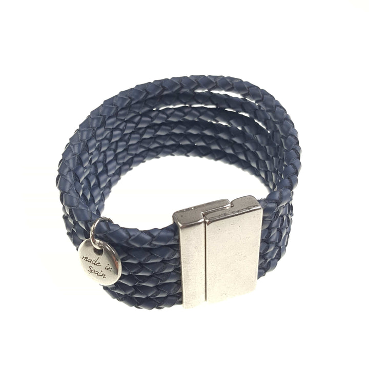 Six Strand Braided Leather Cuff Bracelet