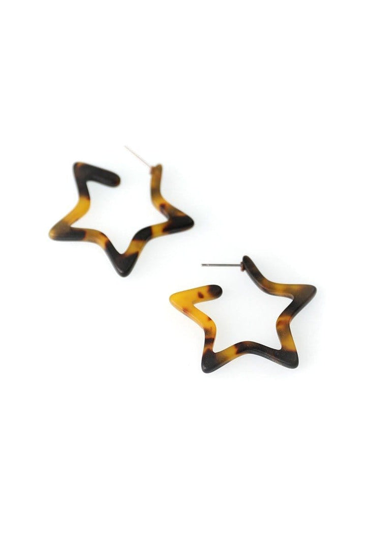 Small Star Shaped Resin Hoop Earring