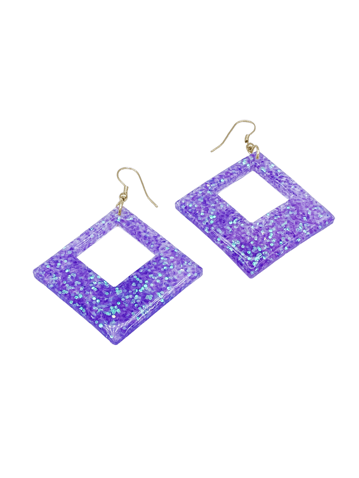 Sparkle Resin Square Earrings