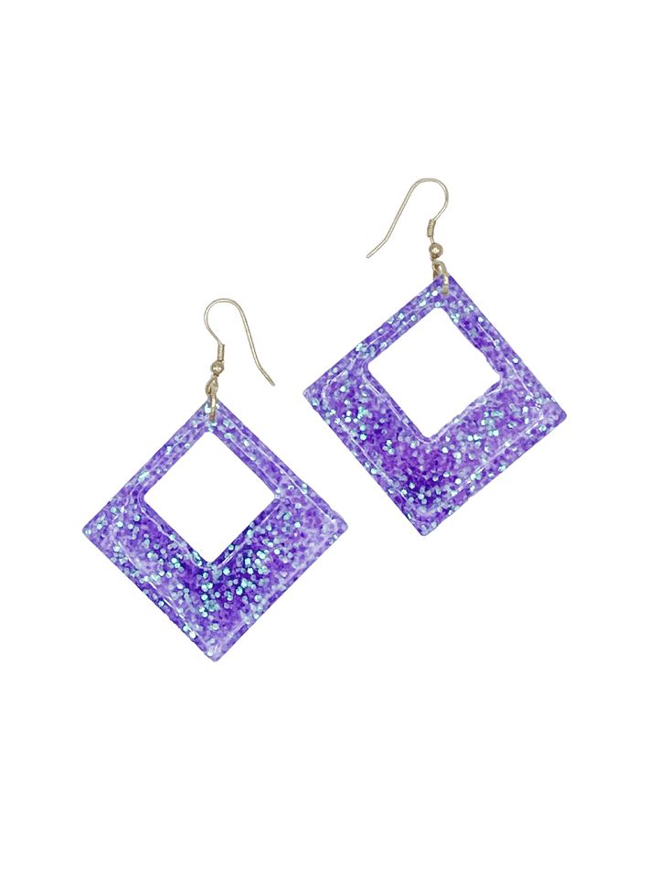 Sparkle Resin Square Earrings