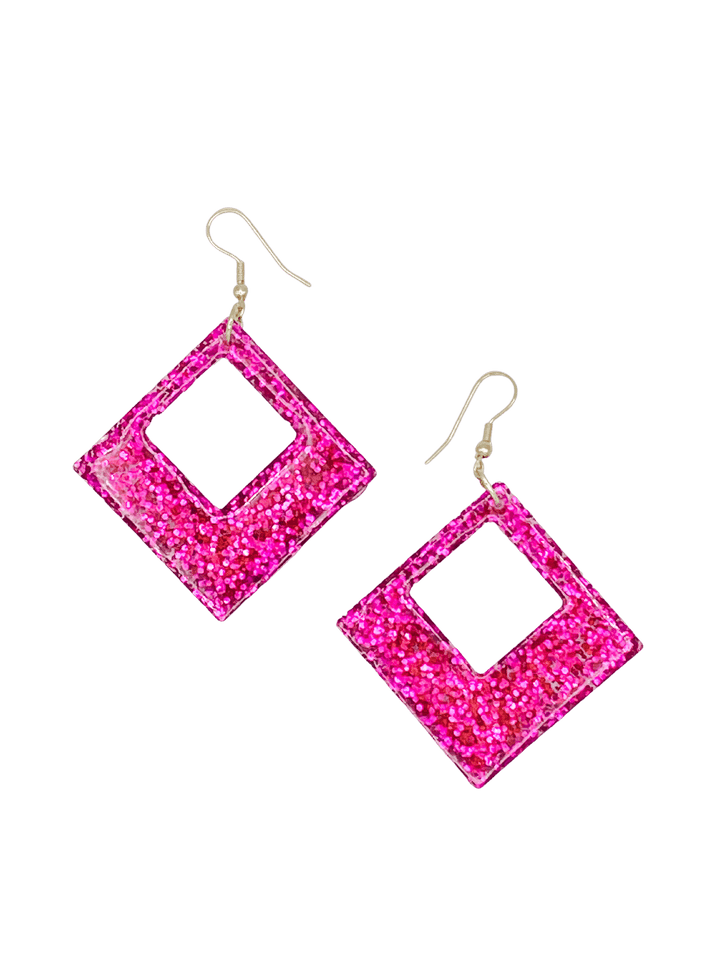 Sparkle Resin Square Earrings