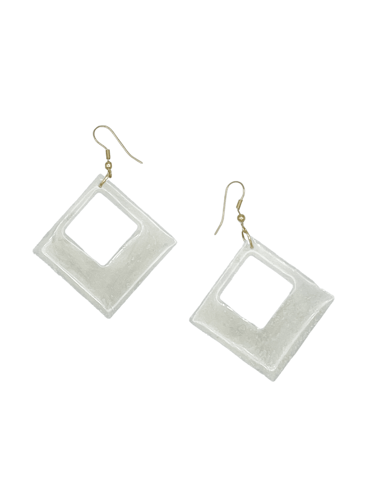 Sparkle Resin Square Earrings