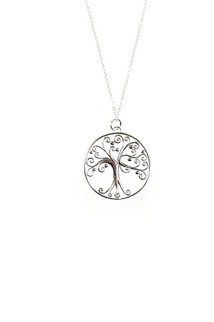 Sterling Silver Large Tree of Life Pendant Ball Chain Necklace