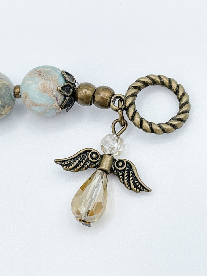 Stone And Bead Bracelet With Angel