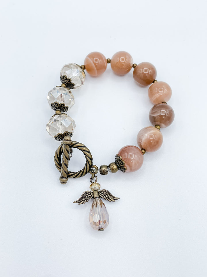 Stone And Bead Bracelet With Angel