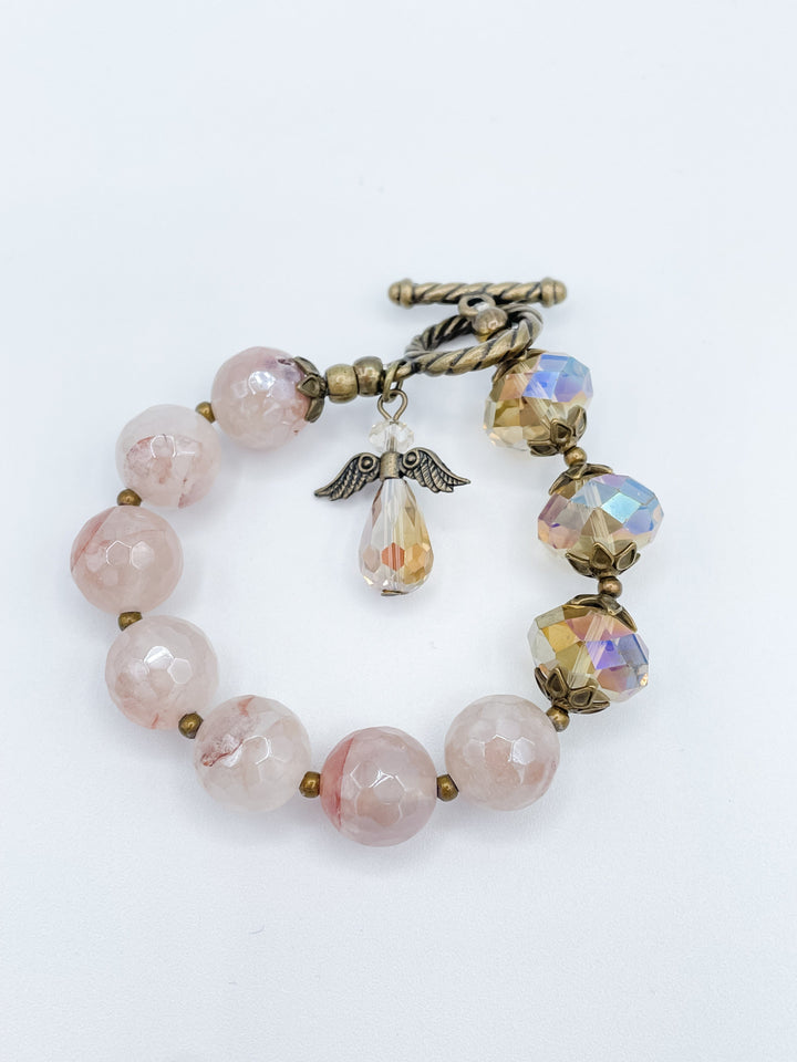 Stone And Bead Bracelet With Angel