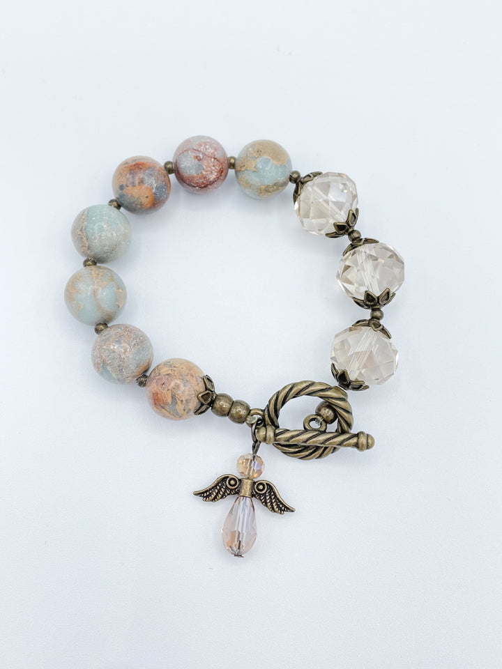 Stone And Bead Bracelet With Angel