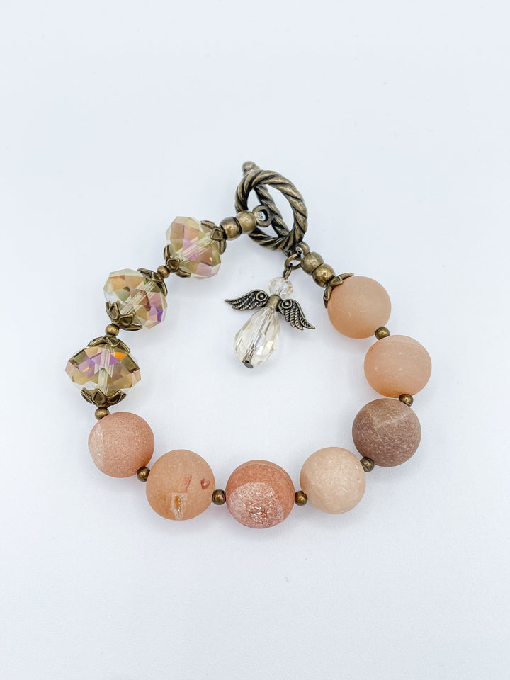 Stone And Bead Bracelet With Angel