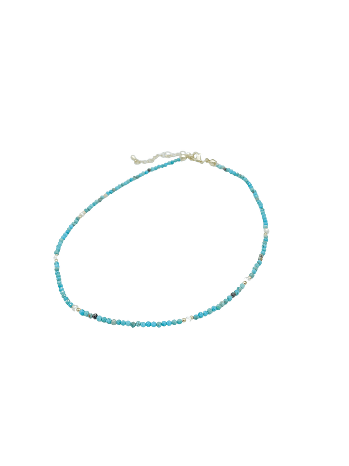 Sweet Delicate Beaded Chocker Necklace Available in Turquoise or Pearl